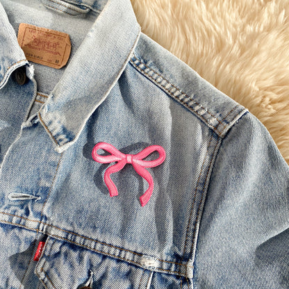 TR00677-ALL-OS - Small Wispy Bow Patch, Bright Pink Red Ballet Pink Blue Black Peach Lilac Periwinkle Cream - Cute Coquette Accessories - Embroidered Iron on Patches - Patches - Wildflower + Co