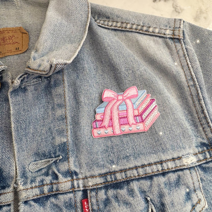 Tied with a Bow Book Stack Patch