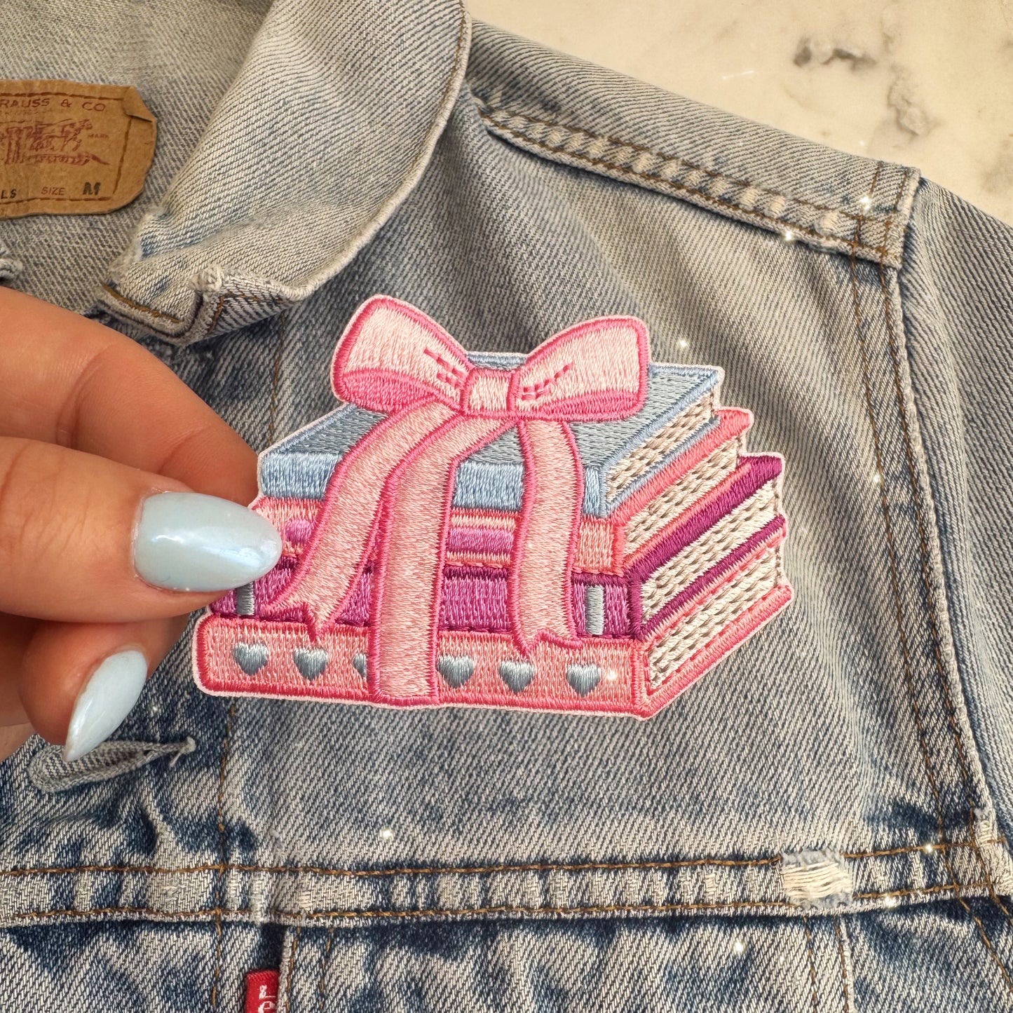 Tied with a Bow Book Stack Patch