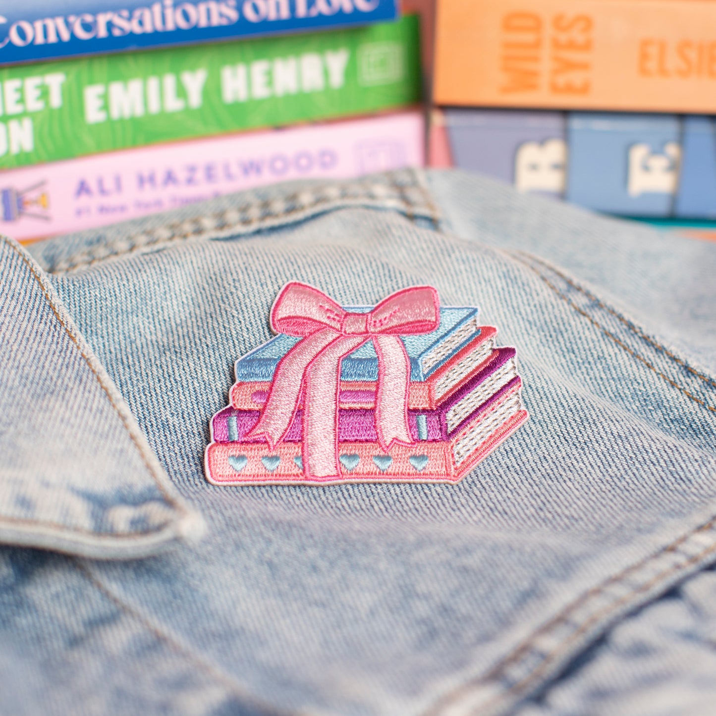Tied with a Bow Book Stack Patch