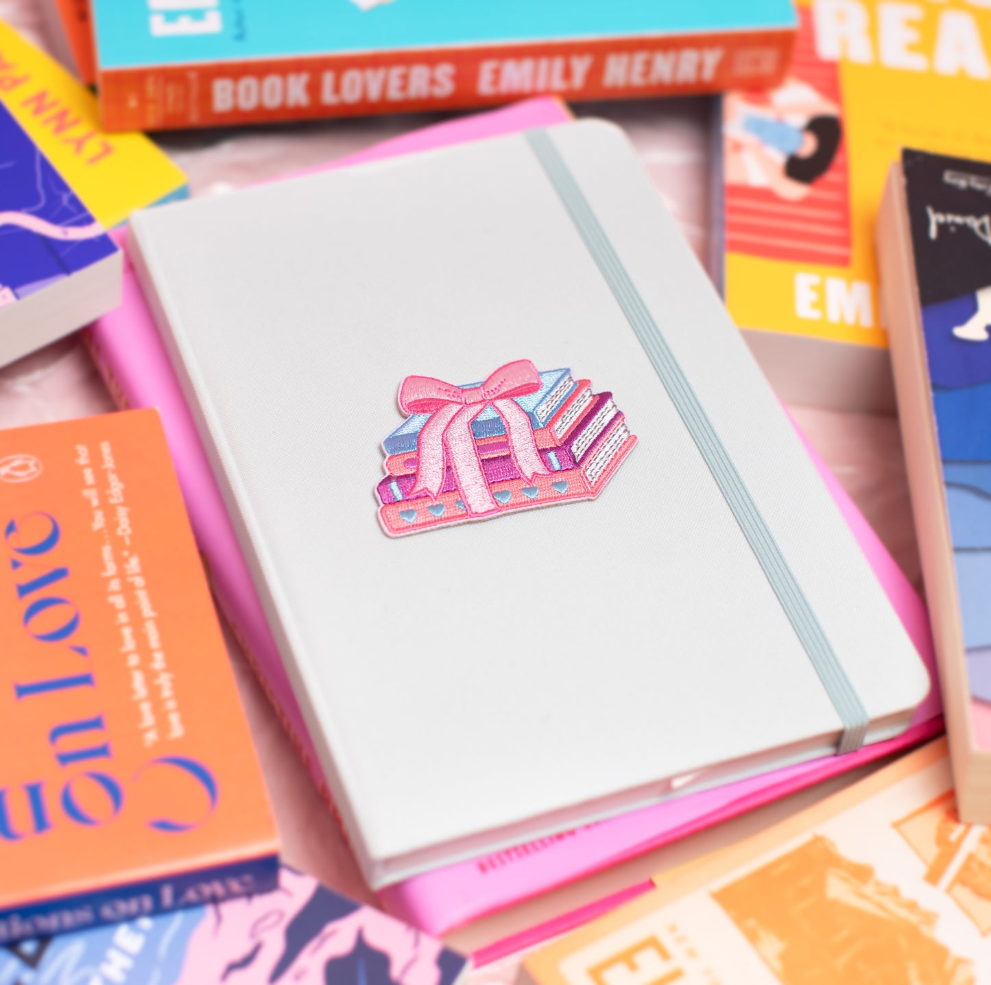 Tied with a Bow Book Stack Patch