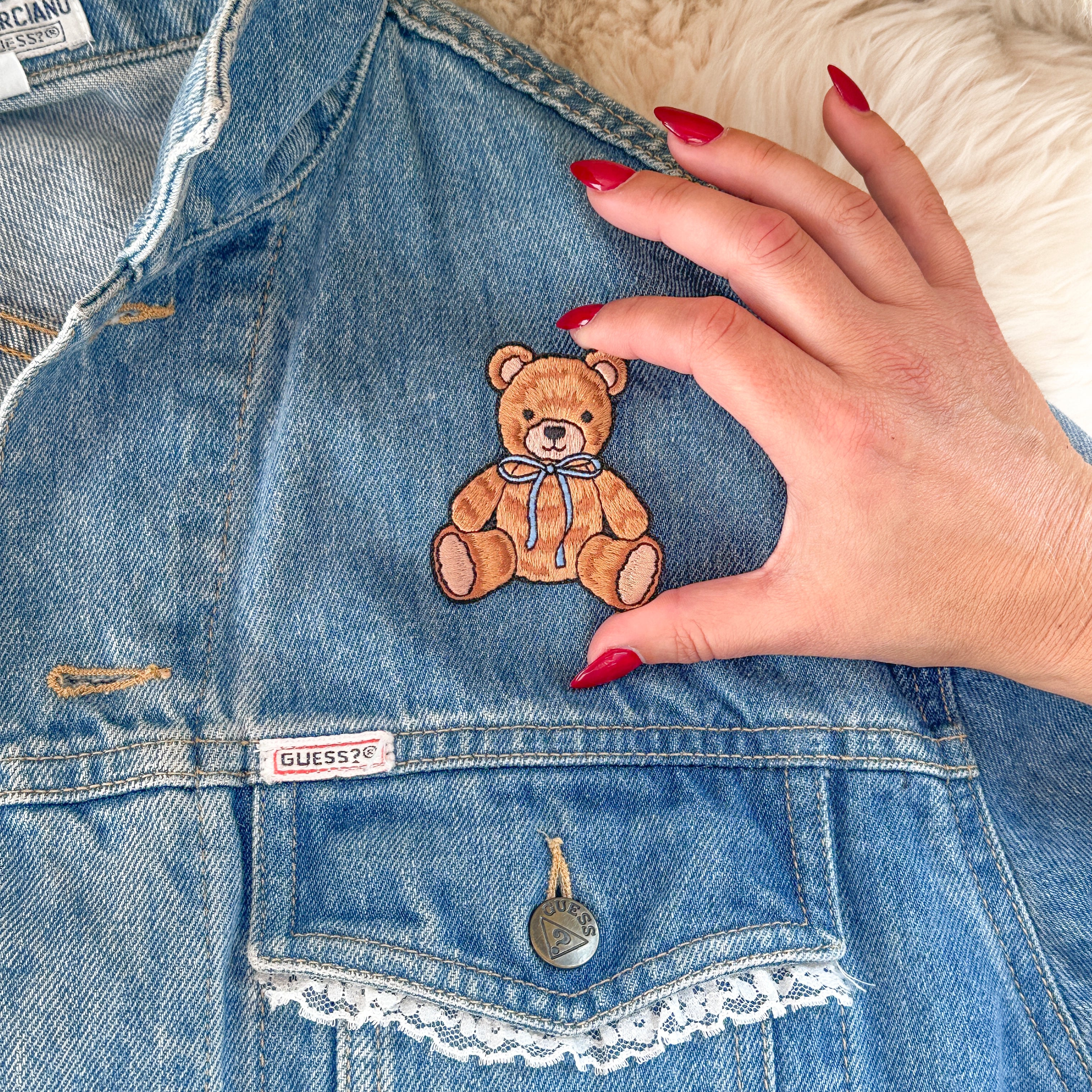 Teddy Bear w. Bow Patch – WildflowerCoShop