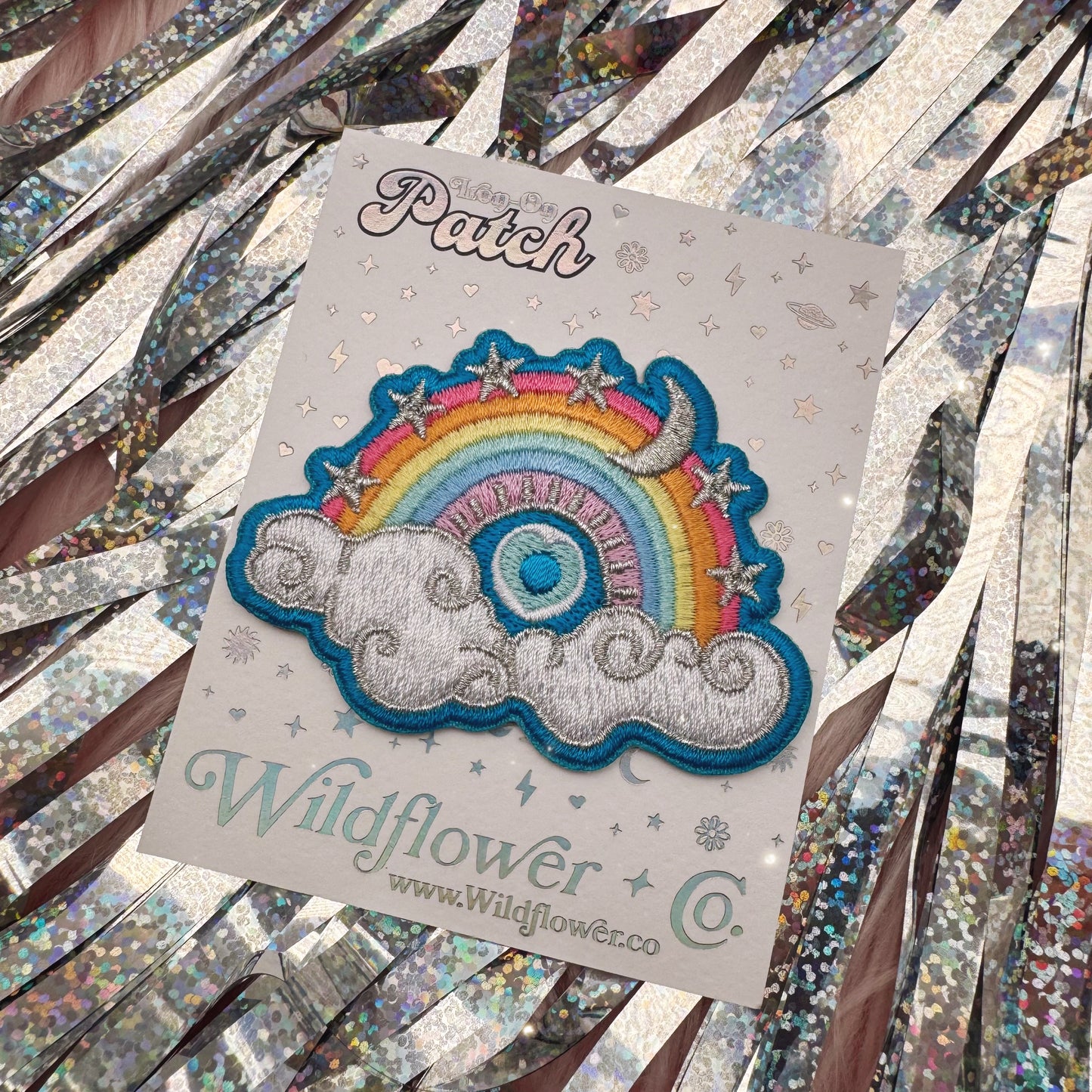 Dreamy Rainbow Clouds & Evil Eye Embroidered Iron-On Patch
