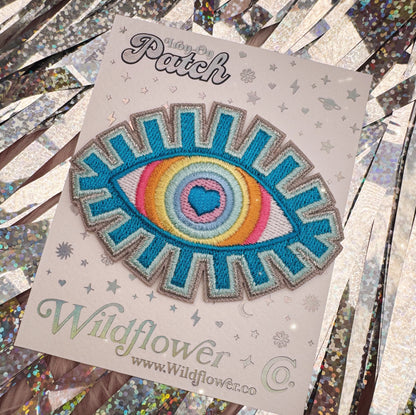 Rainbow Evil Eye Embroidered Iron-On Patch