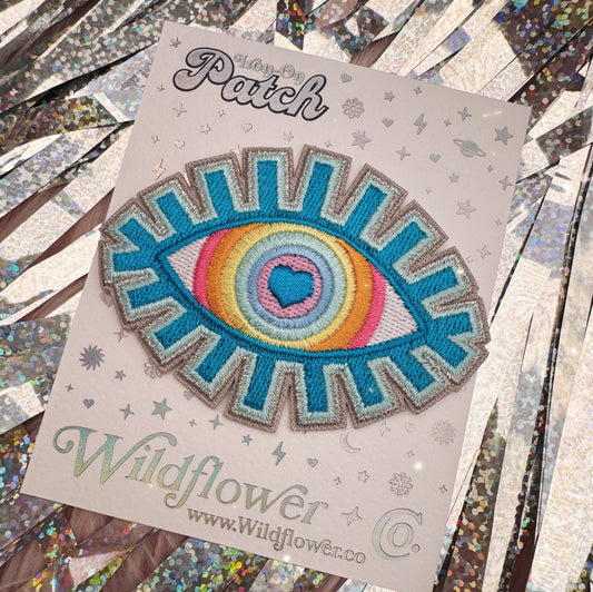 Rainbow Evil Eye Embroidered Iron-On Patch