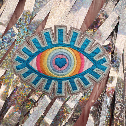 Rainbow Evil Eye Embroidered Iron-On Patch