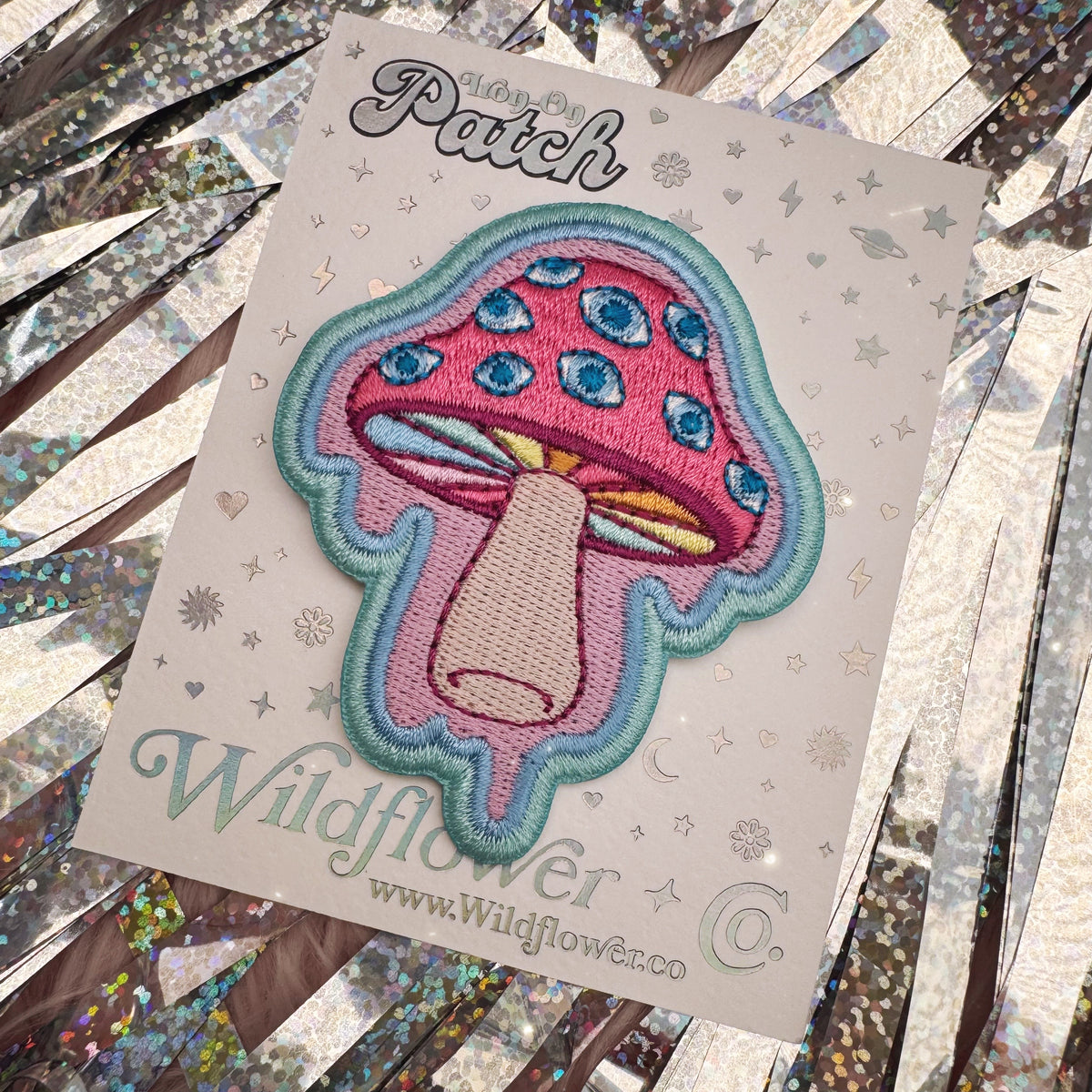 Trippy Mushroom Embroidered Iron-On Patch