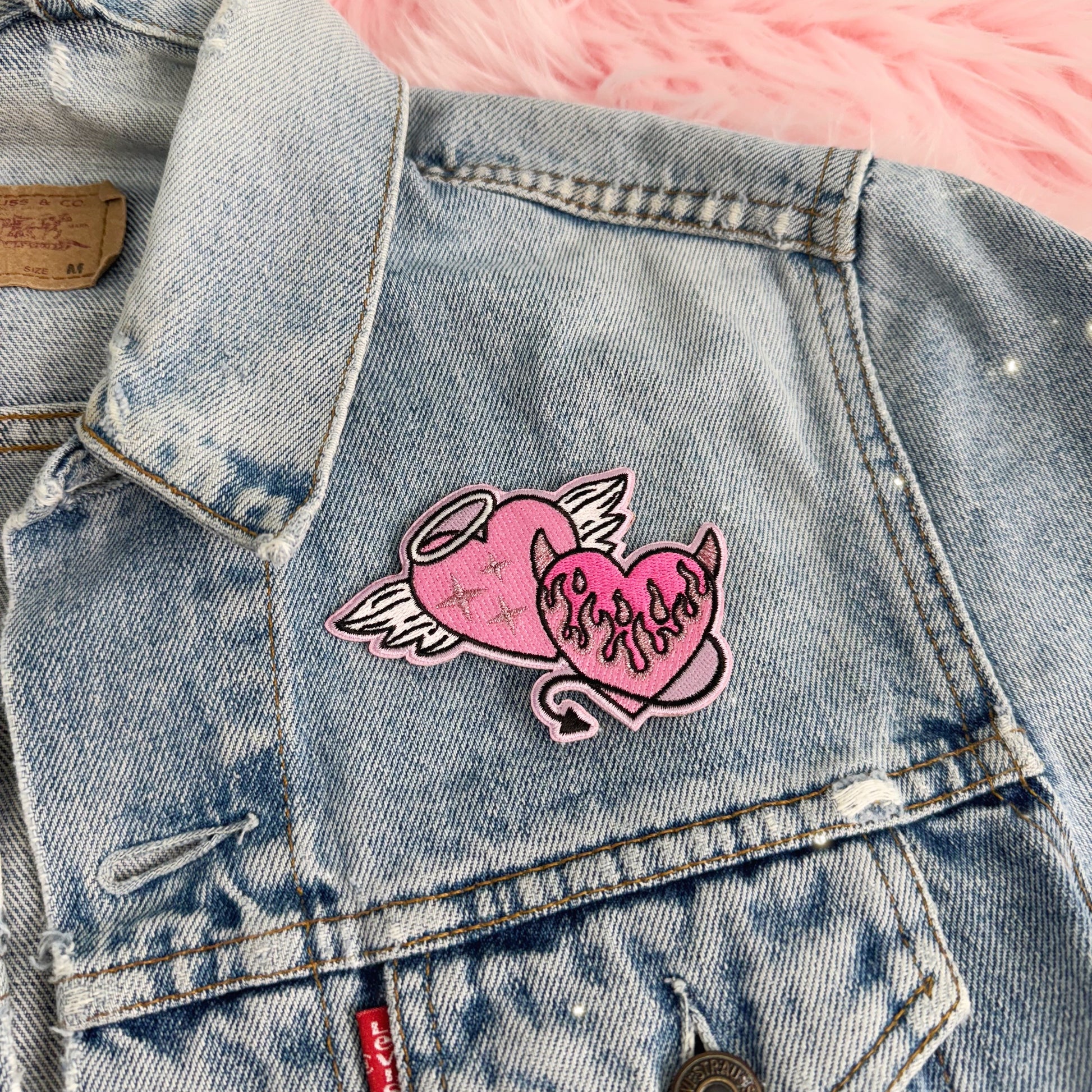 angel devil heart patch - wildflower + co. on jacket