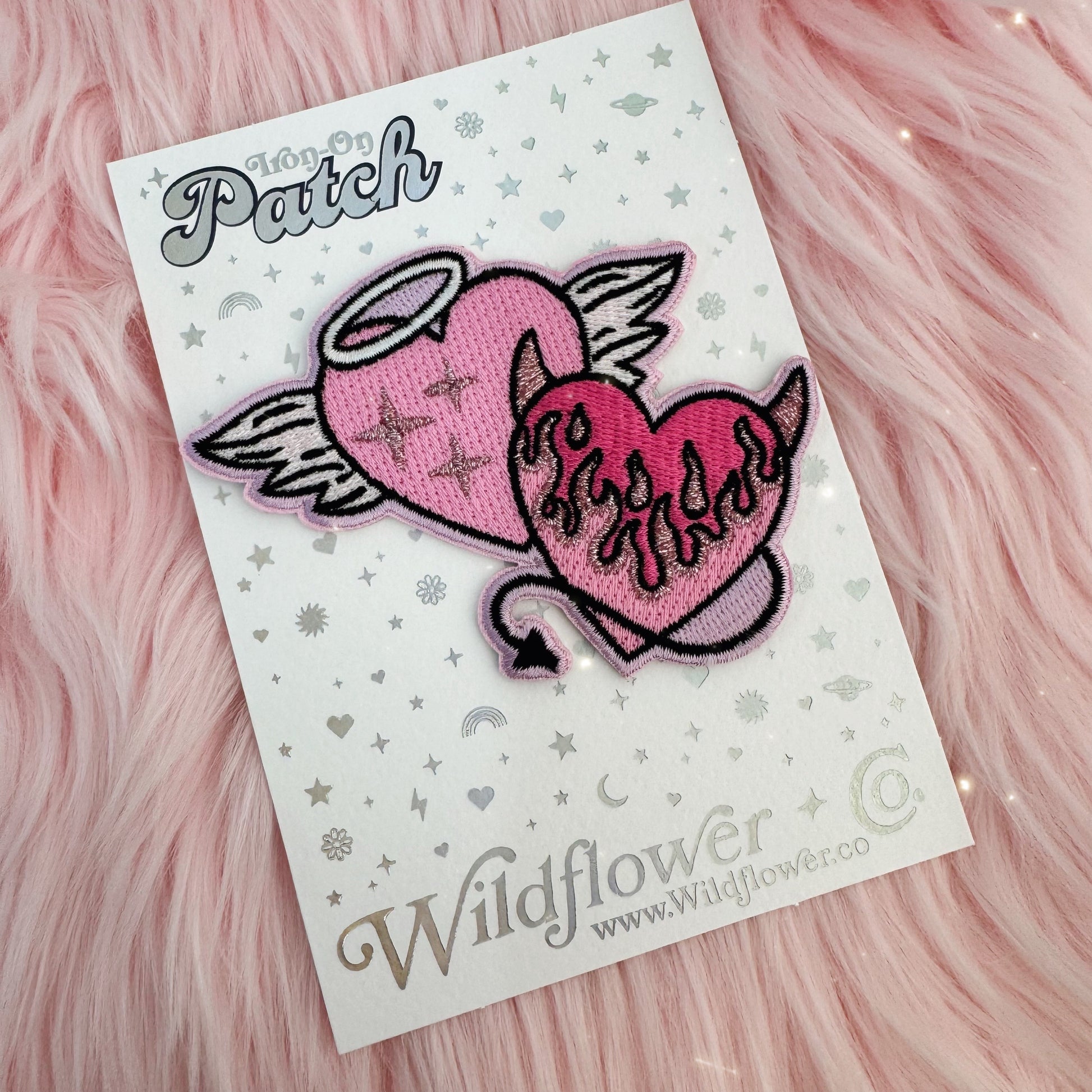angel devil heart patch - wildflower + co. on card