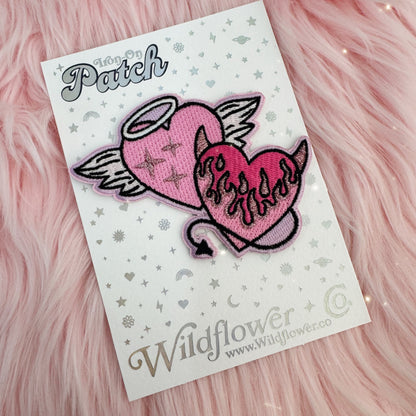 angel devil heart patch - wildflower + co. on card