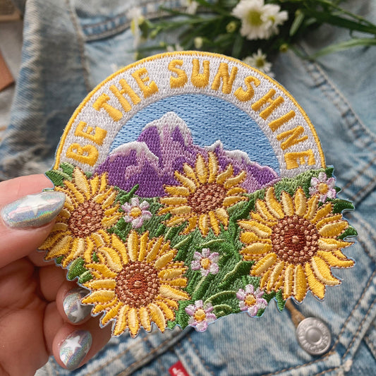 be the sunshine embroidered iron on patch  wildflower + co.
