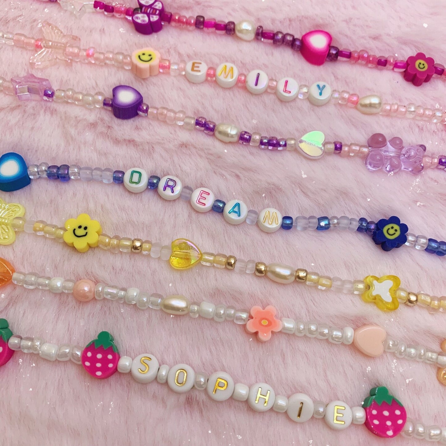 Custom Name Choker Necklace with Colorful Beads