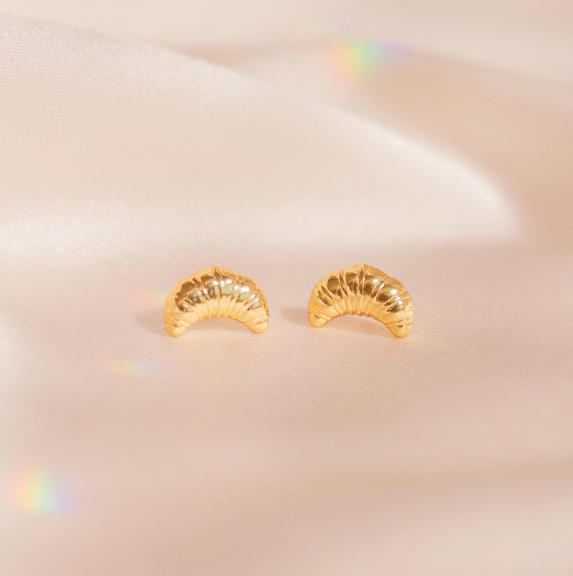 croissant stud earrings - gold - wildflower + co. 