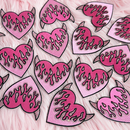 devil heart patch - pink - wildflower + co. - group