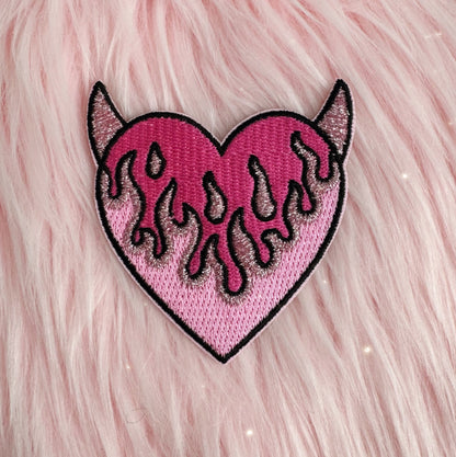 devil heart patch - pink - wildflower + co. - fur