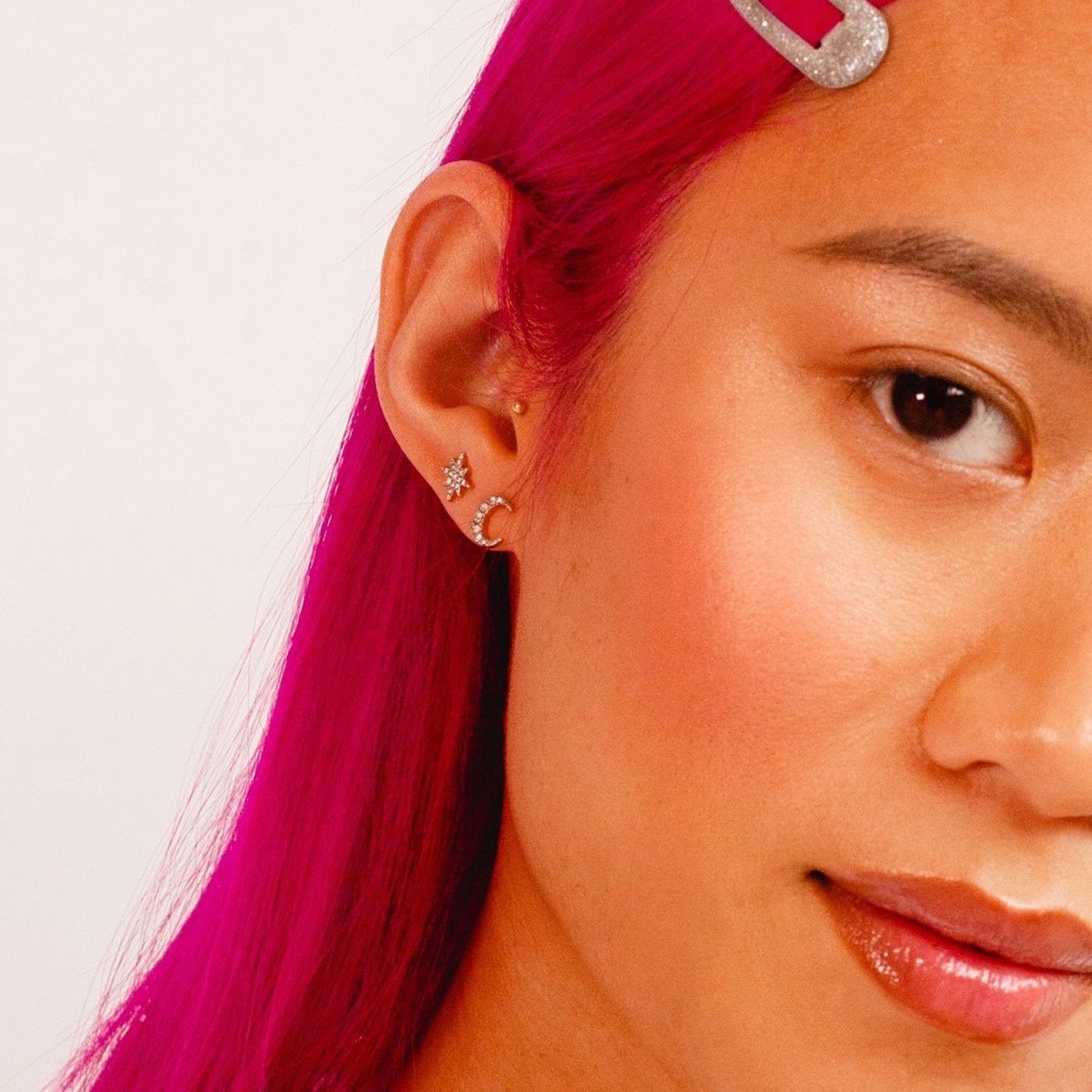 Celestial Moon & Star Stud Earrings