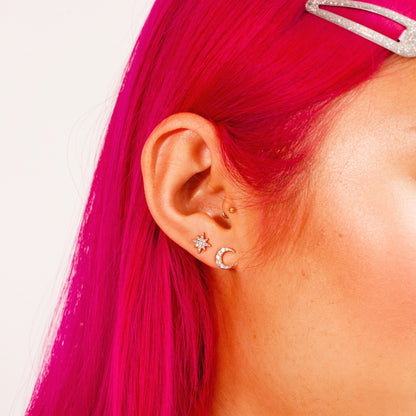 Celestial Moon & Star Stud Earrings