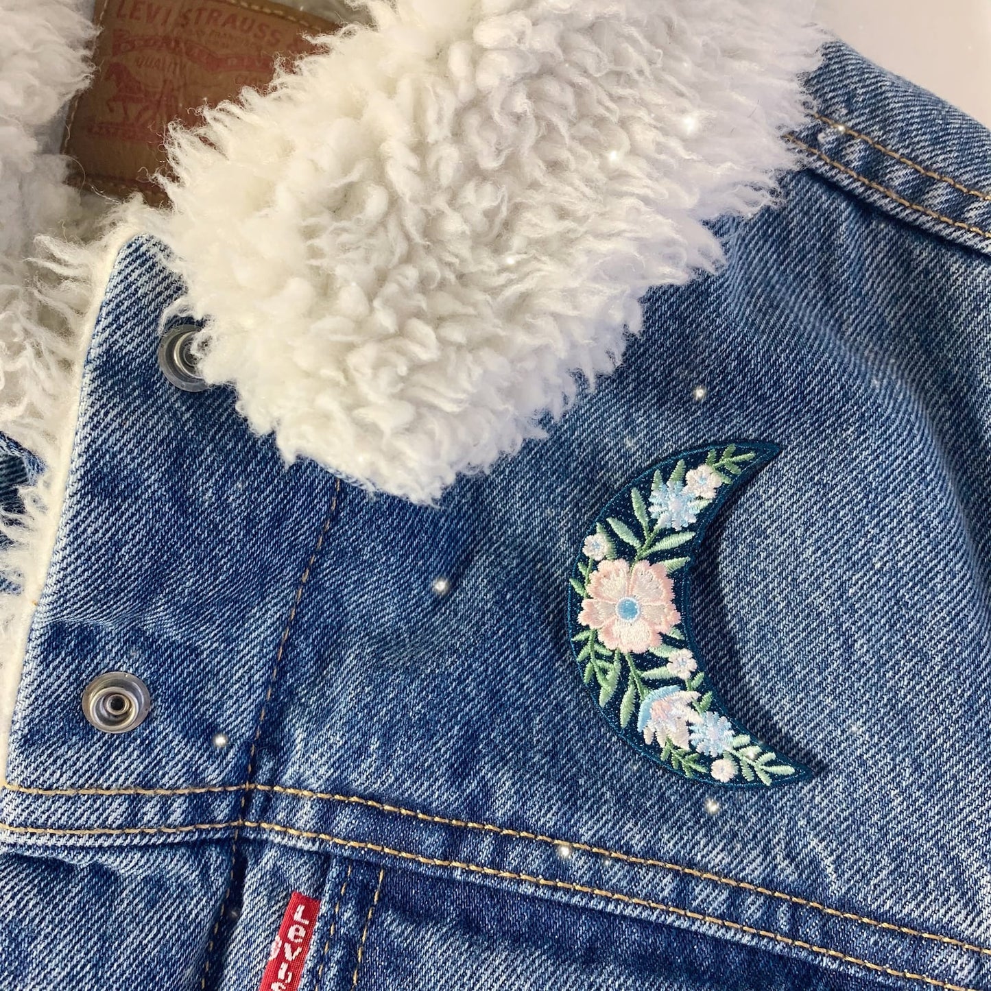 Botanical Crescent Moon Iron On Patch