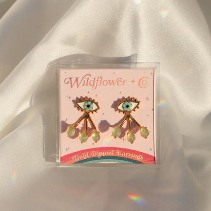 Evil Eye Earrings w/ Teardrop Ear Jackets