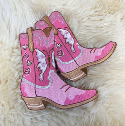 Pink Cowgirl Boots & Howdy XL Back Patches