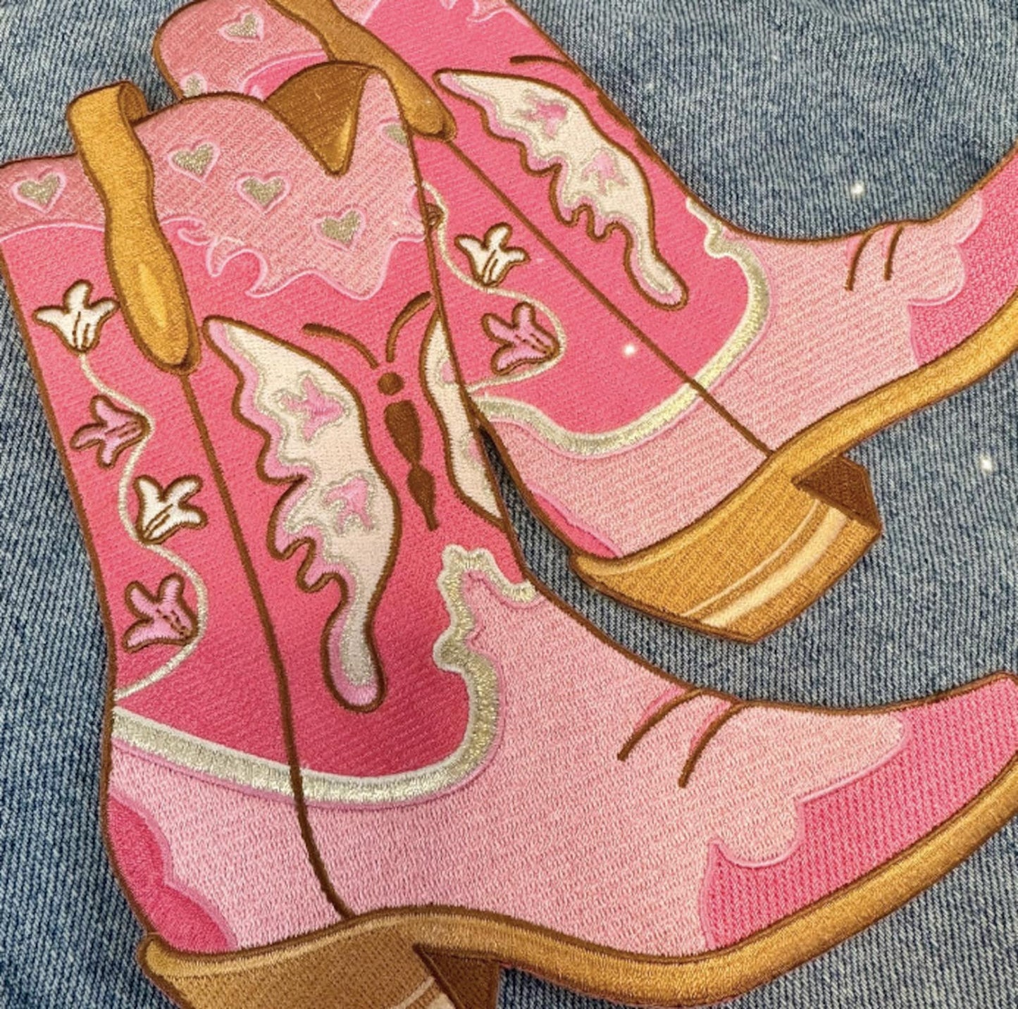 Pink Cowgirl Boots & Howdy XL Back Patches