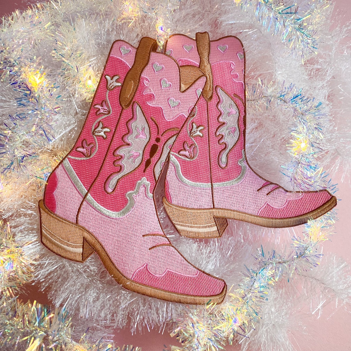 Pink Cowgirl Boots & Howdy XL Back Patches