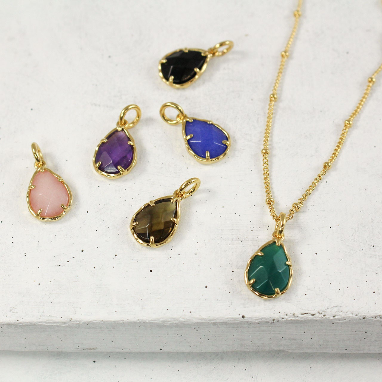 Dainty Gemstone Briolette Charm