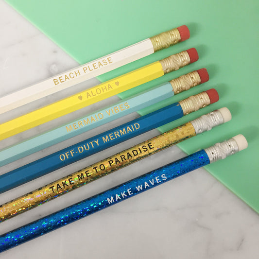 Mermaid Pencil Set 6 Fancy Pencils