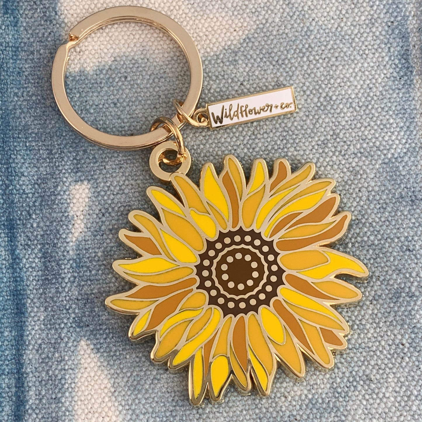 Sunflower Enamel Keychain