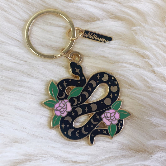 Snake Enamel Keychain, Black