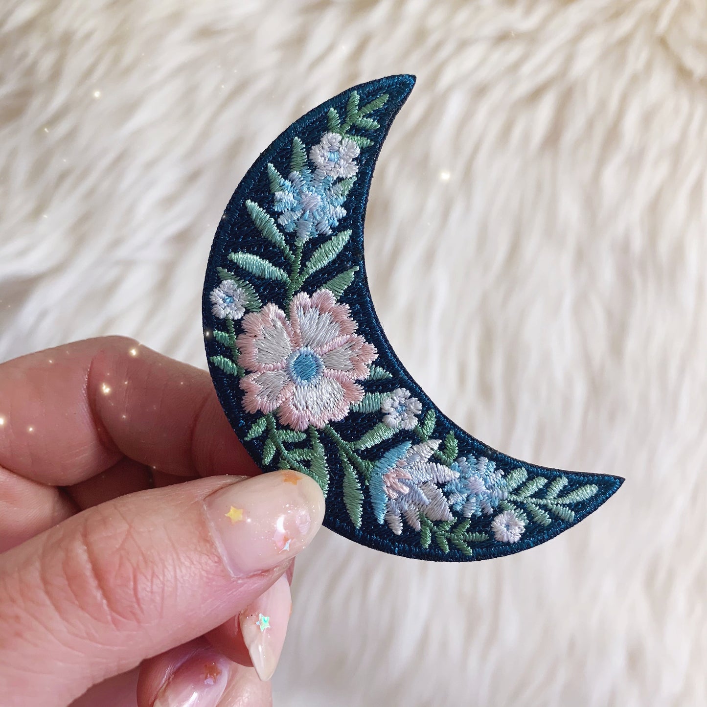 Botanical Crescent Moon Iron On Patch