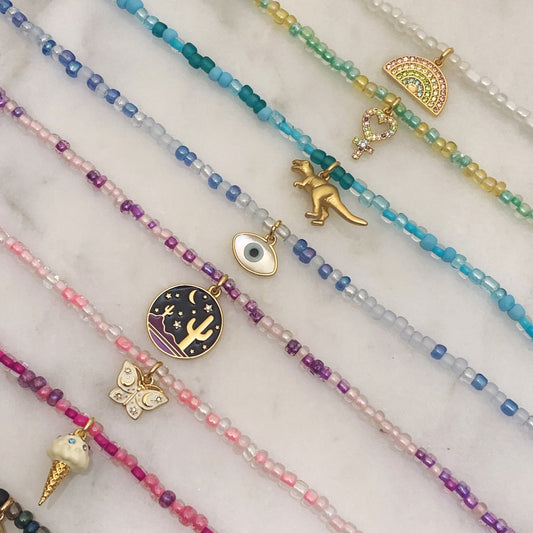 Colorful Beaded Charm Choker Necklace