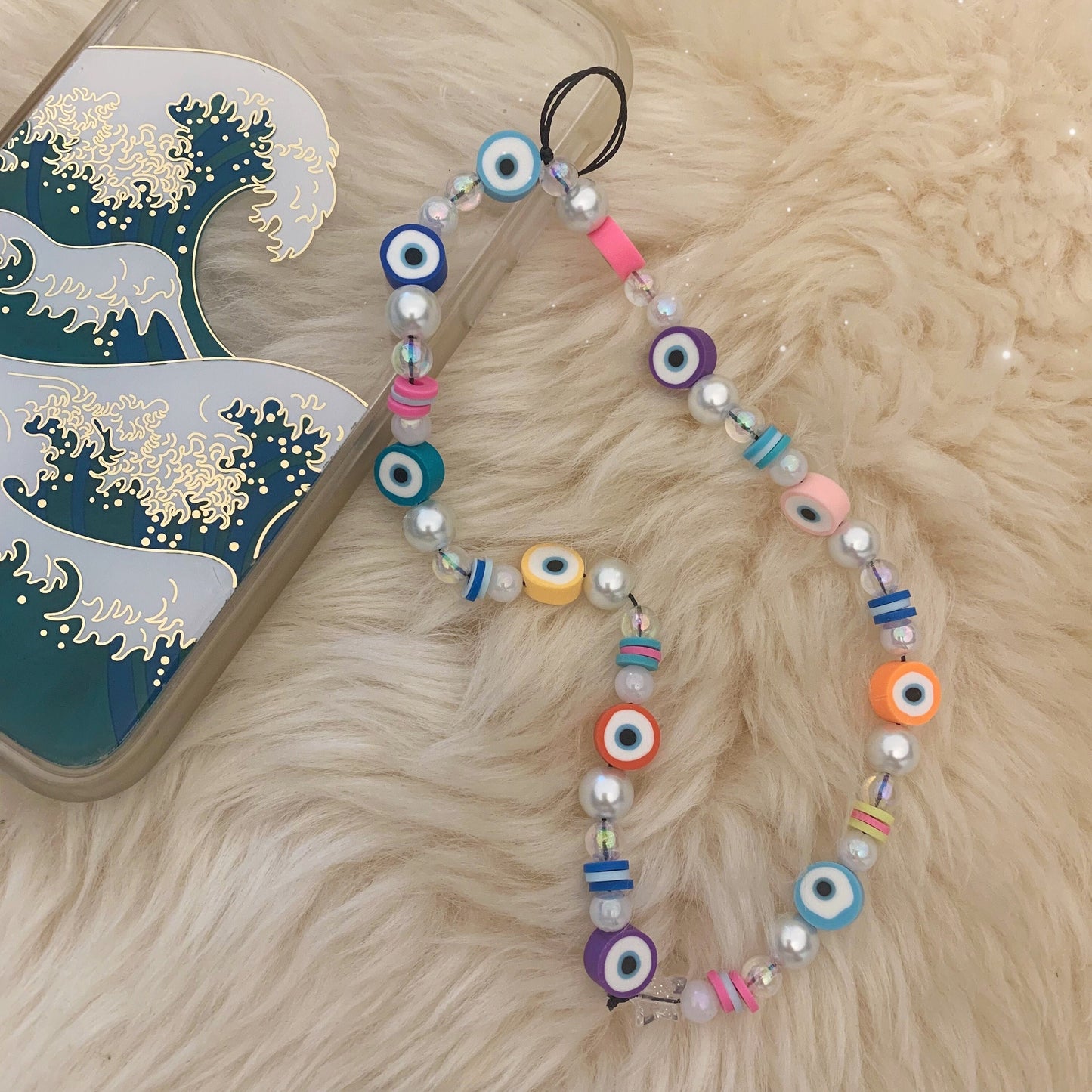 Rainbow Evil Eye Phone Charm Strap