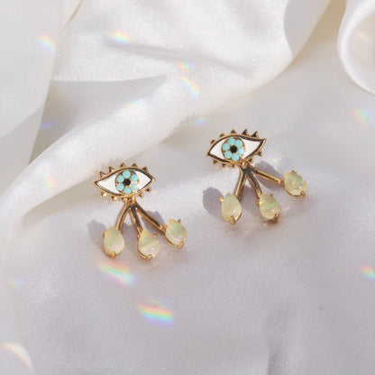 Evil Eye Earrings w/ Teardrop Ear Jackets