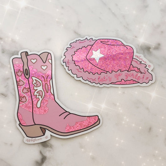 Pink Cowgirl Boot Sticker
