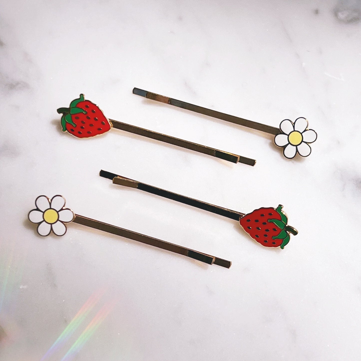 Strawberry & Daisy Bobby Pins
