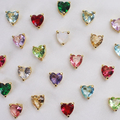 Heart Birthstone Stud Earrings - All Months