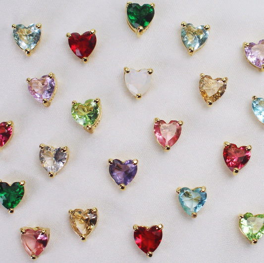 Heart Birthstone Stud Earrings - All Months