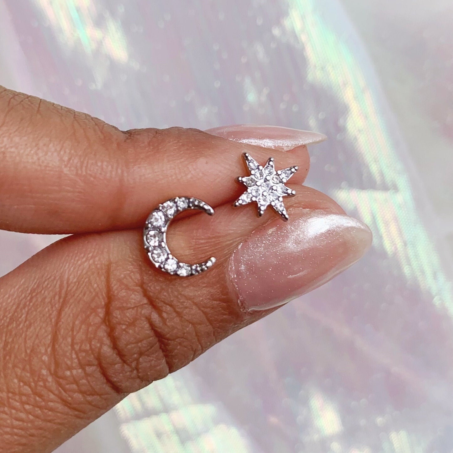 Celestial Moon & Star Stud Earrings