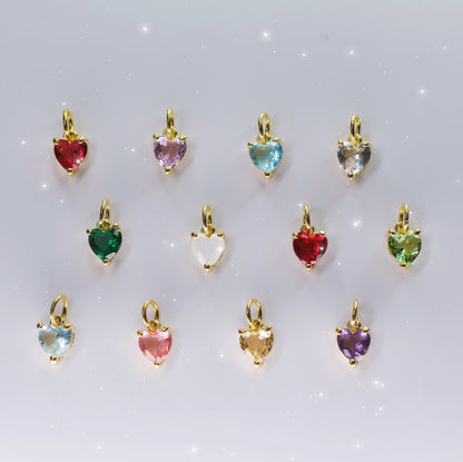 Heart Birthstone Charm, All Months