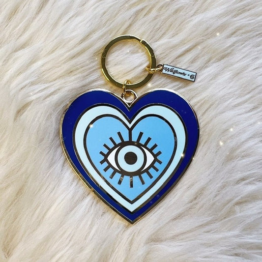 Evil Eye Heart Enamel Keychain