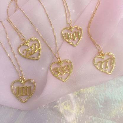 Angel Number Charm Necklace 1111 222 333 444 777