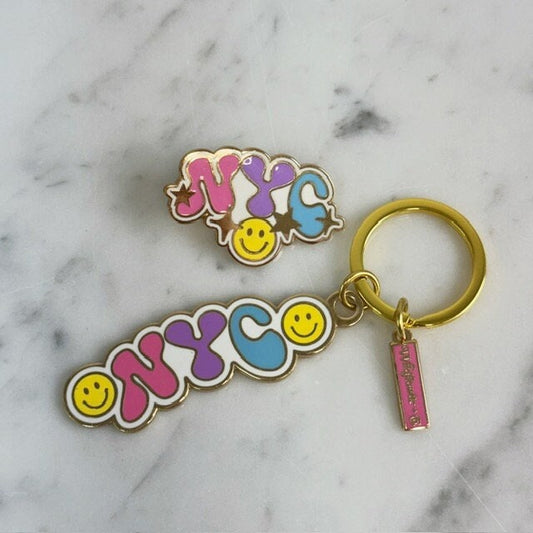 NYC Smiley Enamel Pin & Keychain
