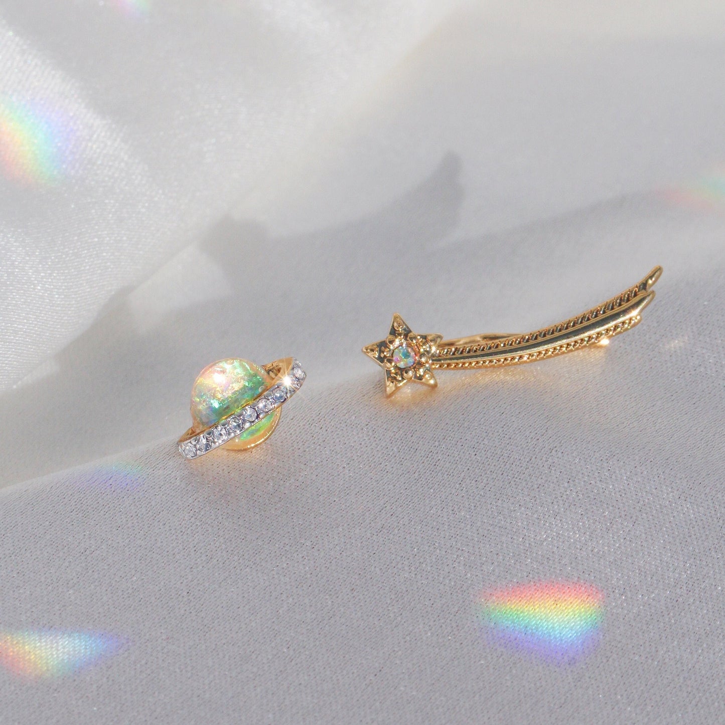 Planet & Shooting Star Mismatched Earrings