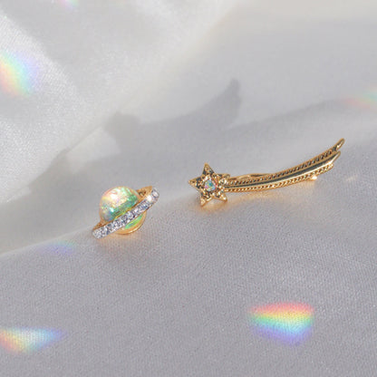 Planet & Shooting Star Mismatched Earrings