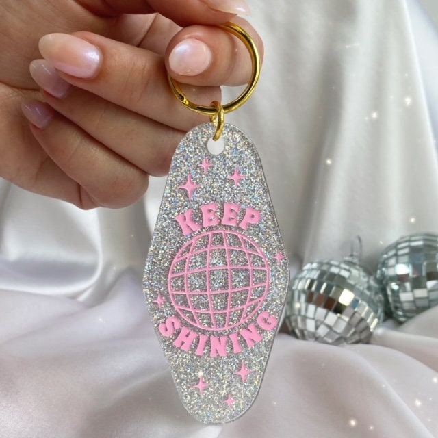Keep Shining Disco Ball Motel Keychain