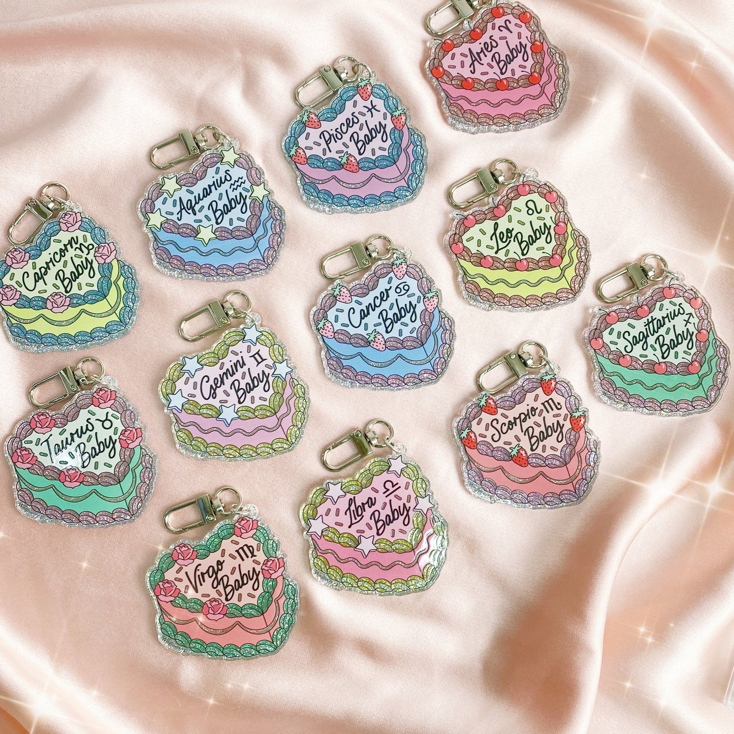 Zodiac Cake Bag Charms