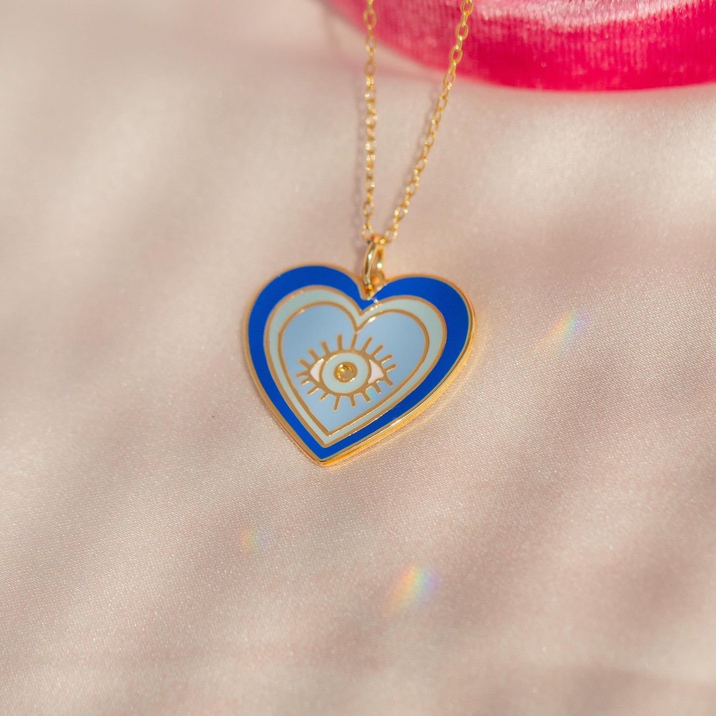 Evil Eye Heart Charm Necklace