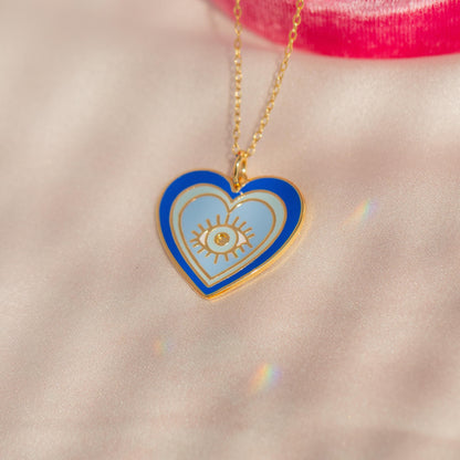 Evil Eye Heart Charm Necklace