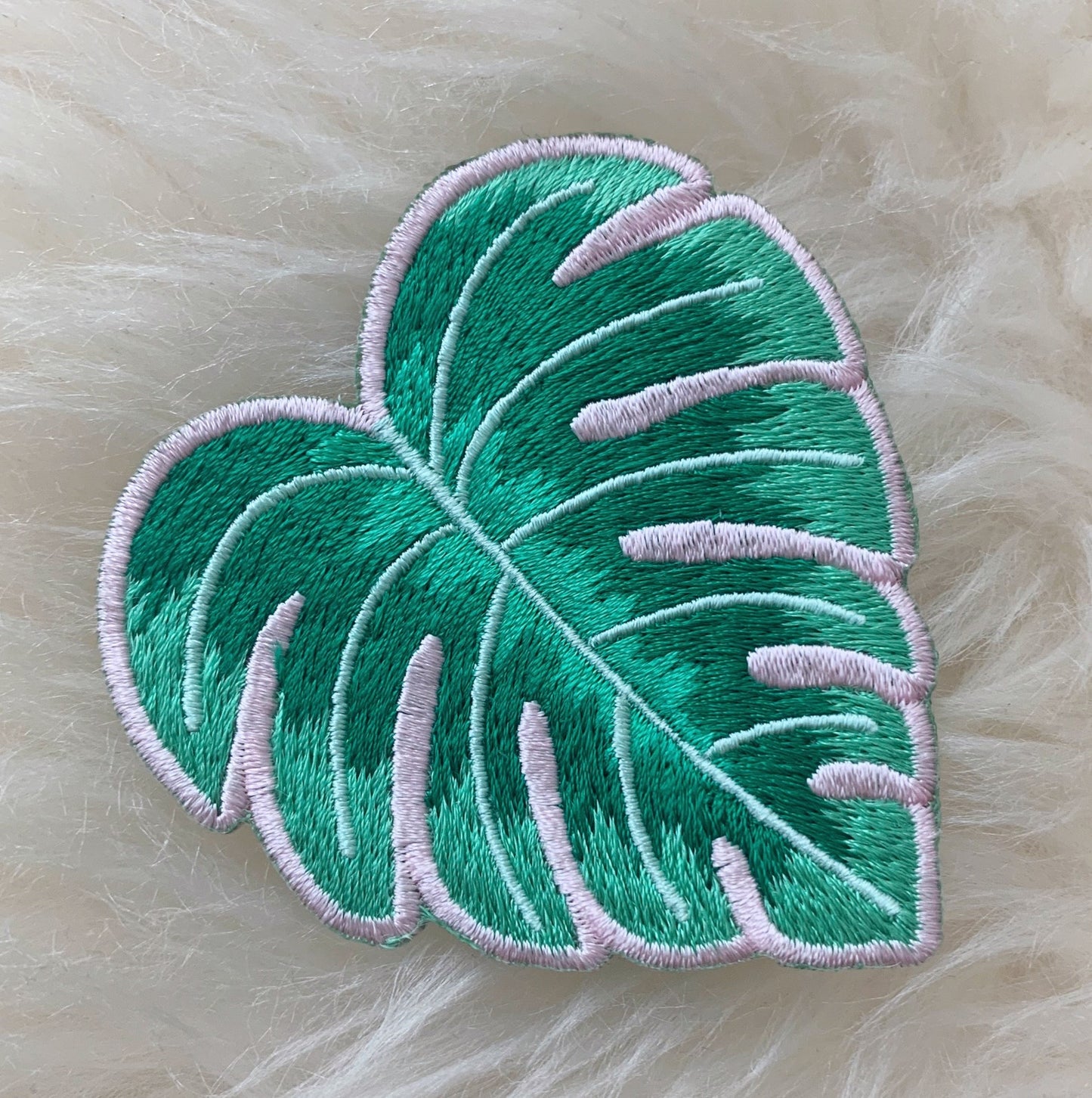 monstera leaf iron on patch jacket fur